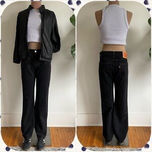 Men’s Unisex LEVIS 501 Button Fly straight leg Rocker Black Denim Jeans 31 X 32